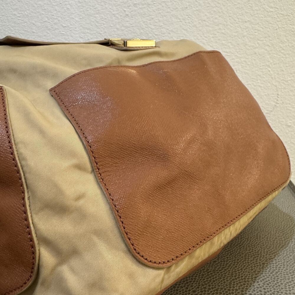 Tory Burch Penn Backpack Tan Nylon Brown PU Leather Pockets Handbag Purse - Picture 6 of 16